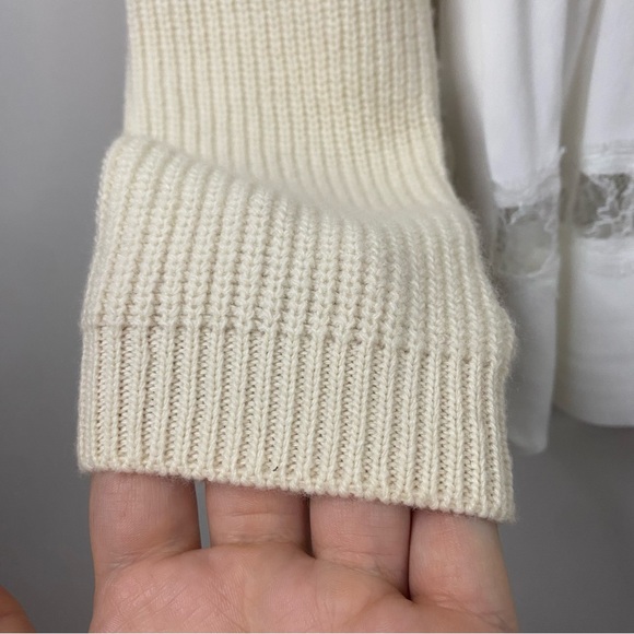 No. 21 Wool Blend Twofer Layered Sweater with Silk Lace Hem Cream Size Small - Picture 8 of 8